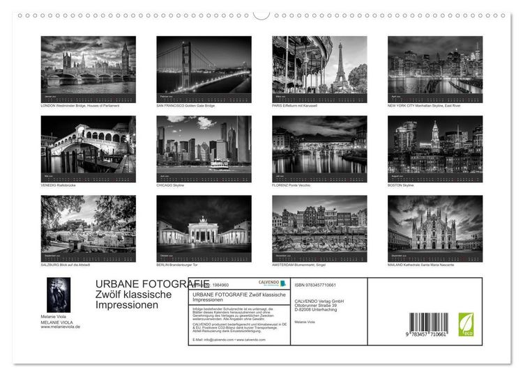 Produktbild: URBANE FOTOGRAFIE Zw&ouml;lf klassische Impressionen (hochwertiger Premium Wandkalender 2026 DIN A2 quer), Kunstdruck in Hochglanz