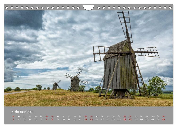 Produktbild: Historische M&uuml;hlen - R&auml;der und Fl&uuml;gel der Vergangenheit (Wandkalender 2026 DIN A4 quer), CALVENDO Monatskalender