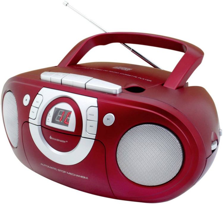 Produktbild: Soundmaster SCD5100RO CD-Radio UKW CD, AUX, Kassette, UKW Dunkelrot