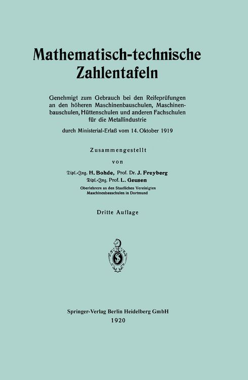 Produktbild: Mathematisch-technische Zahlentafeln