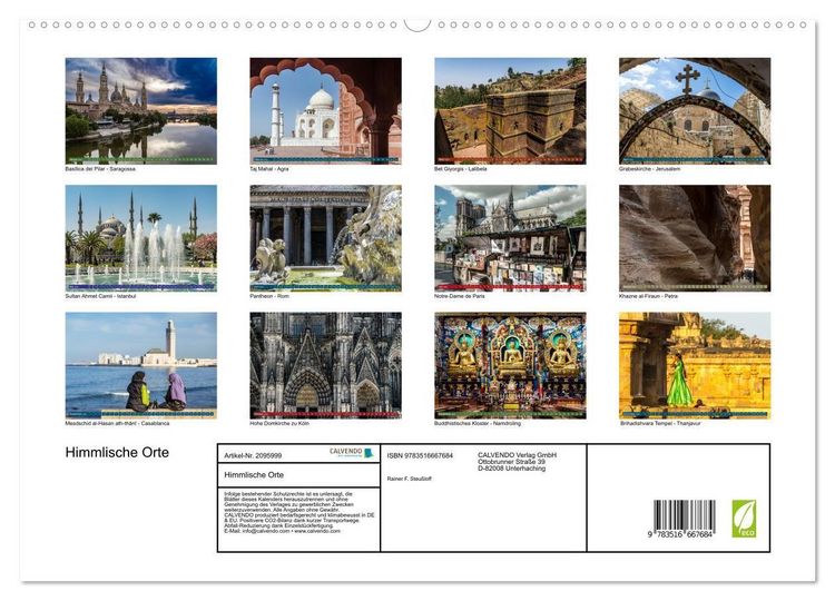 Produktbild: Himmlische Orte (hochwertiger Premium Wandkalender 2026 DIN A2 quer), Kunstdruck in Hochglanz