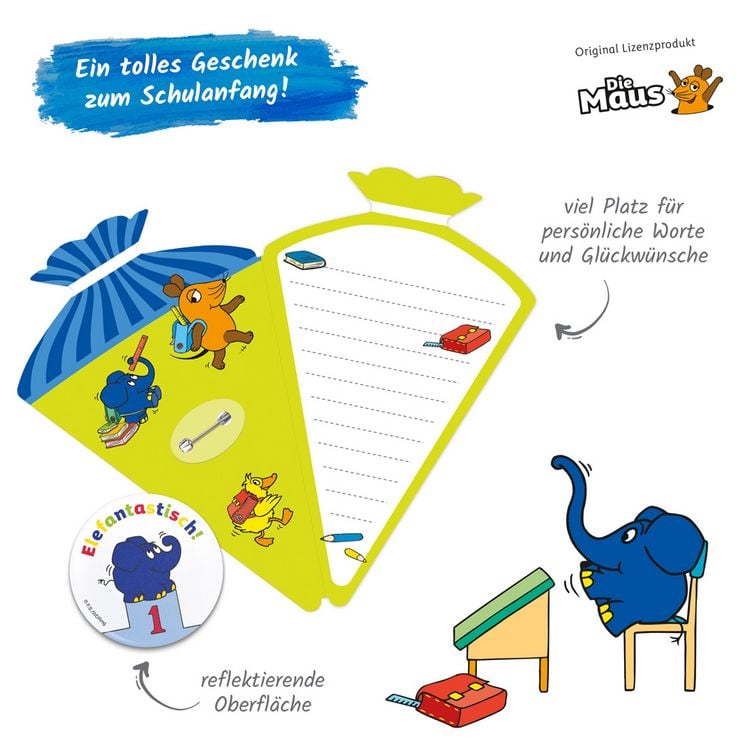 Produktbild: Tr&ouml;tsch Die Maus Schulwegbegleiter Button Elefant