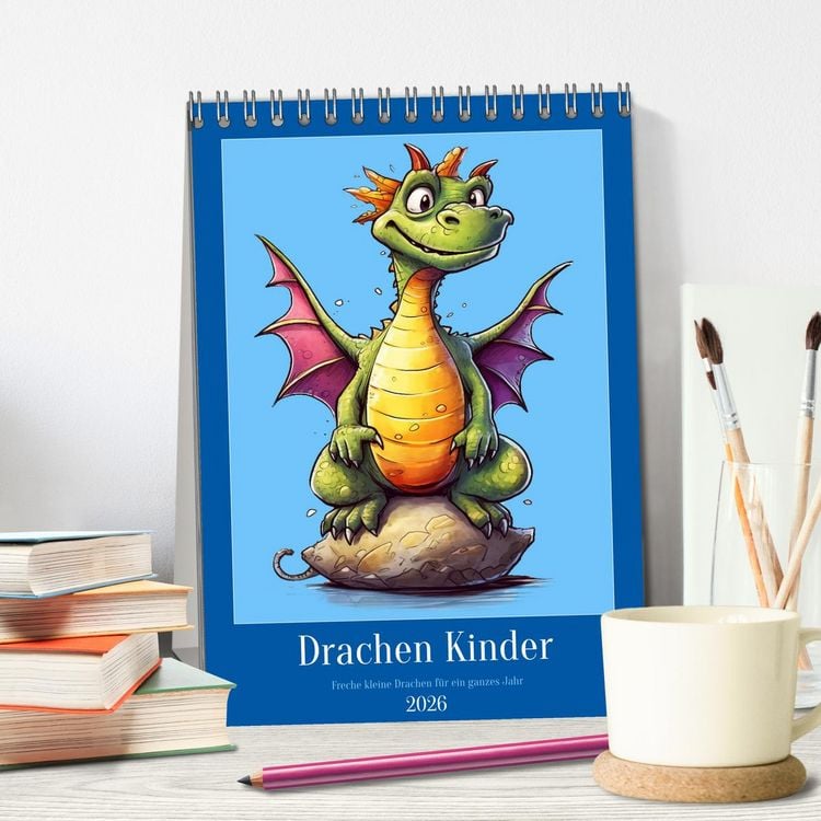 Produktbild: Drachen Kinder (Tischkalender 2026 DIN A5 hoch), CALVENDO Monatskalender