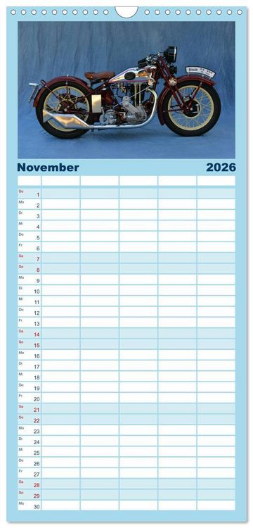 Produktbild: Familienplaner 2026 - Deutsche Motorrad Oldtimer mit 5 Spalten (Wandkalender, 21 x 45 cm) CALVENDO