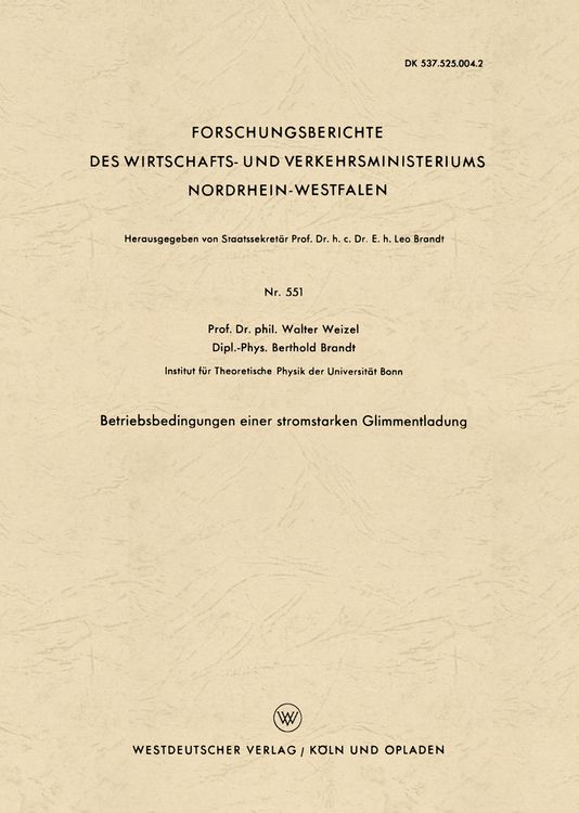 Produktbild: Betriebsbedingungen einer stromstarken Glimmentladung