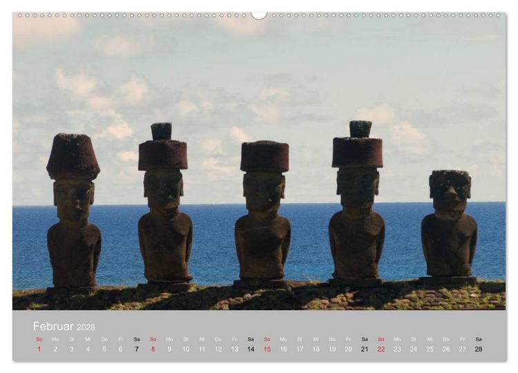 Produktbild: MOAI - steinerne W&auml;chter der Osterinsel (hochwertiger Premium Wandkalender 2026 DIN A2 quer), Kunstdruck in Hochglanz