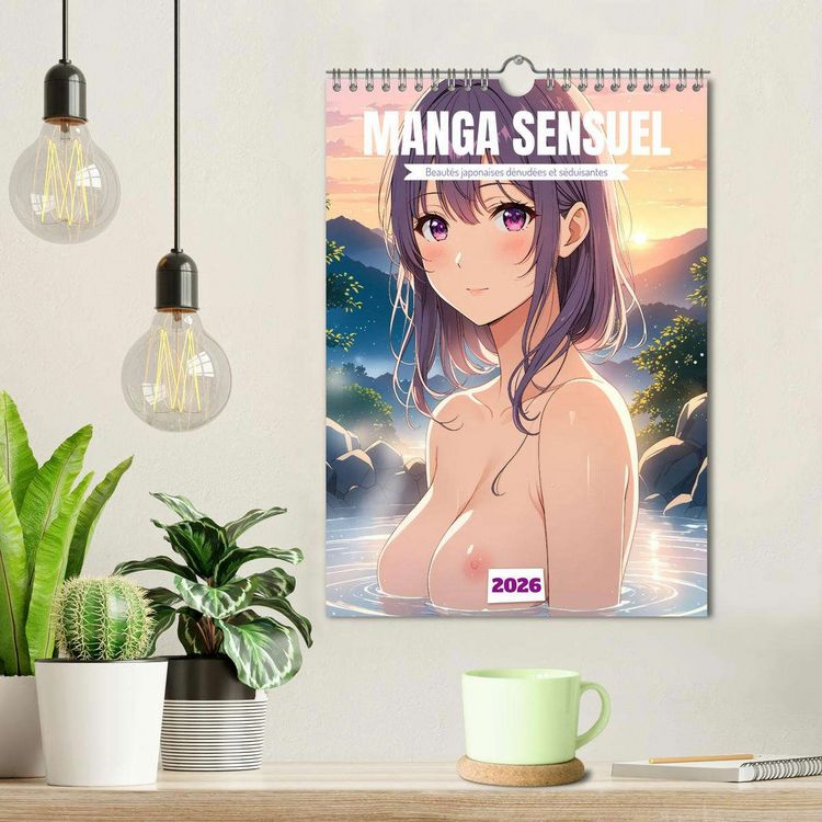 Produktbild: MANGA SENSUEL - Beaut&eacute;s japonaises d&eacute;nud&eacute;es et s&eacute;duisantes (Calendrier mural 2026 DIN A4 horizontal), CALVENDO calendrier mensuel
