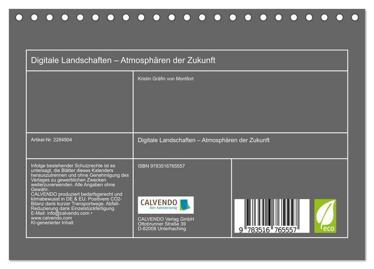 Produktbild: Digitale Landschaften &ndash; Atmosph&auml;ren der Zukunft (Tischkalender 2027 DIN A5 quer), CALVENDO Monatskalender