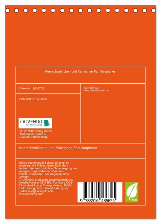 Produktbild: Meerschweinchen und Kaninchen Familienplaner (Tischkalender 2026 DIN A5 hoch), CALVENDO Monatskalender