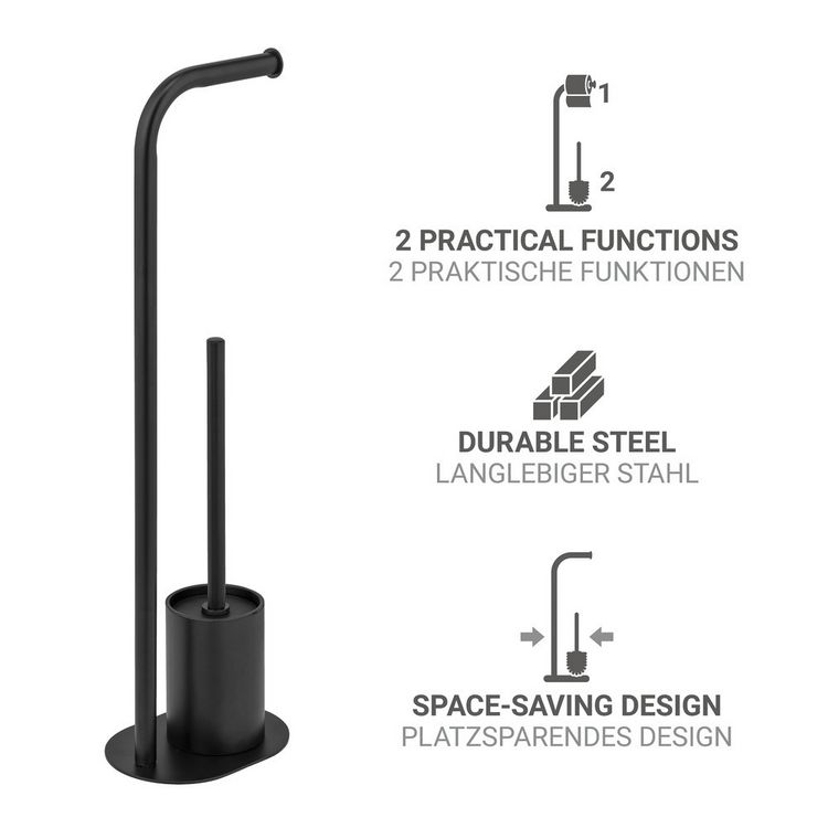 Produktbild: Stand WC-Garnitur Mod. Levante, schwarz, Stahl, 23x63x17 cm, rostfrei und freistehend