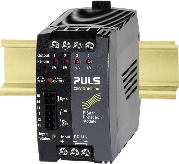 Produktbild: PULS PISA11.406 Sicherungsmodul 24 V/DC 6A Anzahl Ausg&auml;nge:4 x Inhalt 1St.