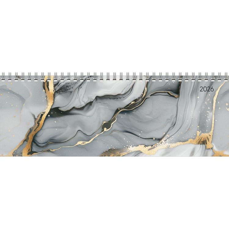 Bild vom Artikel Tisch-Querkalender Style Marmor 2026 - Büro-Planer 29,7x10,5 cm - Tisch-Kalender - 1 Woche 2 Seiten - Ringbindung - Zettler vom Autor Zettler