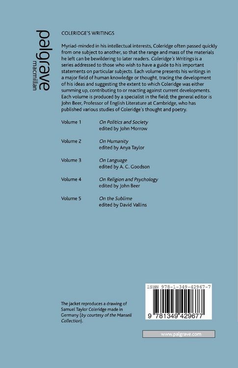 Produktbild: Coleridge's Writings: On the Sublime