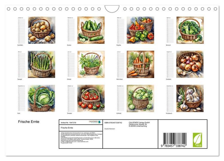 Produktbild: Frische Ernte (Wandkalender 2026 DIN A4 quer), CALVENDO Monatskalender
