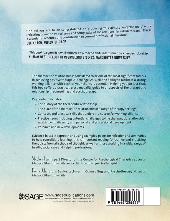 Produktbild: An Introduction to the Therapeutic Relationship in Counselling and Psychotherapy
