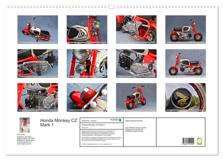 Produktbild: Honda Monkey CZ Mark 1 (Wandkalender 2025 DIN A2 quer), CALVENDO Monatskalender