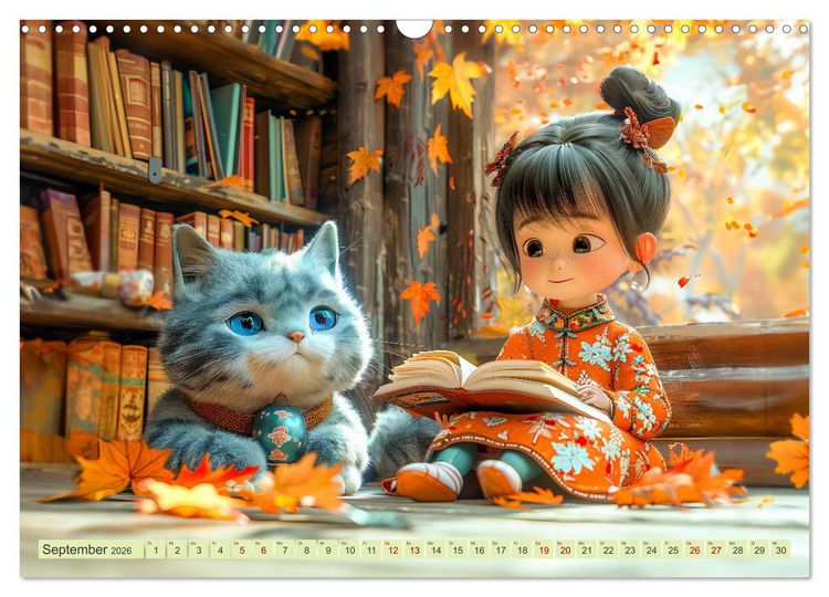 Produktbild: Lina und die Katzen - Magische Abenteuer in niedlichen Szenen (Wandkalender 2026 DIN A3 quer), CALVENDO Monatskalender