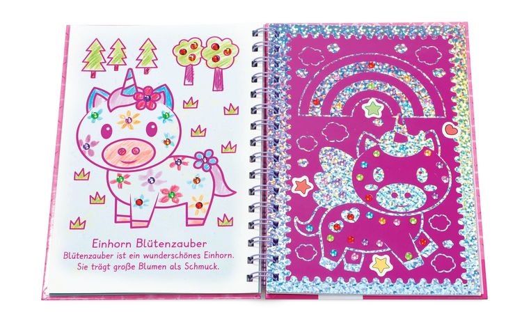 Produktbild: Mein R&auml;tselbuch mit bunten Glitzersteinen. Einh&ouml;rner