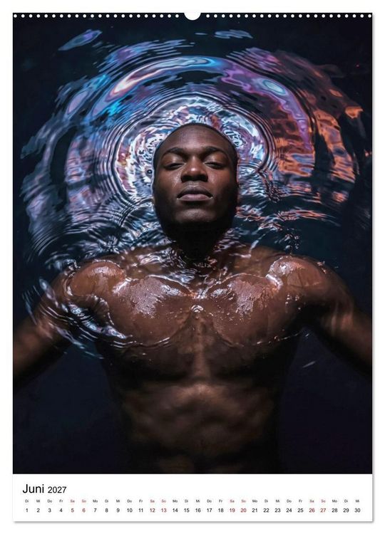 Produktbild: Floating Men - maskuliner K&ouml;rperbau in vollkommener Entspannung (hochwertiger Premium Wandkalender 2027 DIN A2 hoch), Kunstdruck in Hochglanz