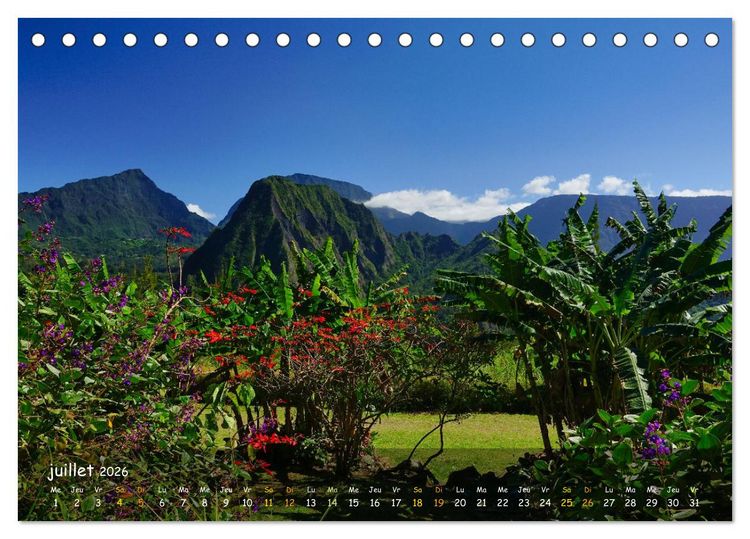 Produktbild: La R&egrave;union - C&ocirc;tes fantastiques et paysage montagneux (Calendrier de bureau 2026 DIN A5 vertical), CALVENDO calendrier mensuel