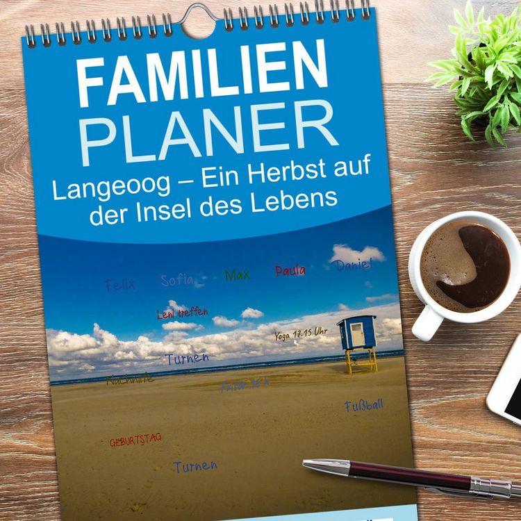 Produktbild: Familienplaner 2026 - Langeoog &ndash; Ein Herbst auf der Insel des Lebens mit 5 Spalten (Wandkalender, 21 x 45 cm) CALVENDO