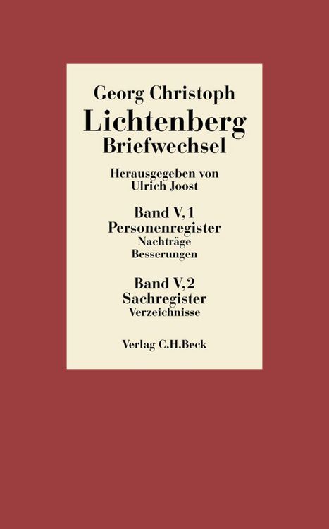 Produktbild: Lichtenberg Briefwechsel Bd. 5: Register