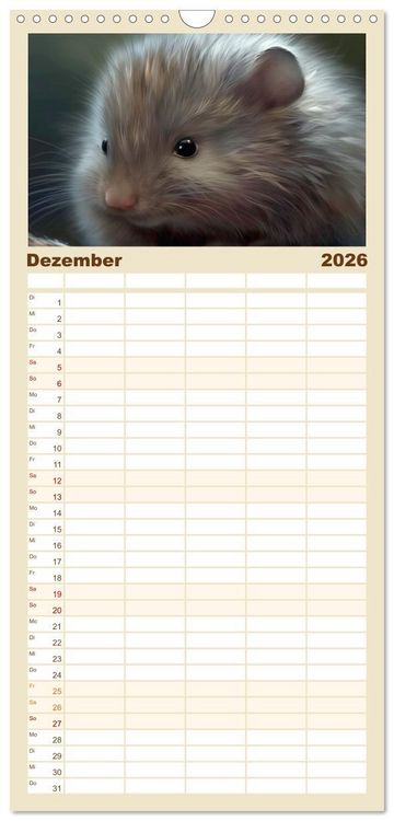 Produktbild: Familienplaner 2026 - Zauberhafte Fluffies mit 5 Spalten (Wandkalender, 21 x 45 cm) CALVENDO