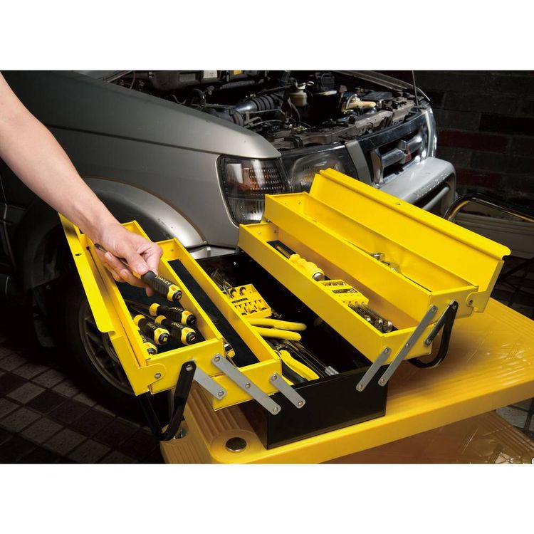 Produktbild: STANLEY 1-94-738 CANTILEVER Werkzeugkasten unbest&uuml;ckt Metall Gelb, Schwarz