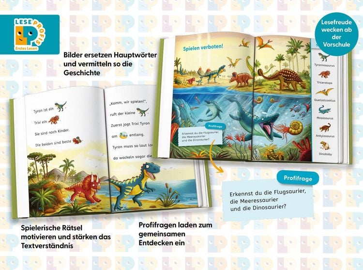 Produktbild: Leseprofis &ndash; Mit Bildern lesen lernen: Zwei Dinos wollen nach Hause, Erstes Lesen