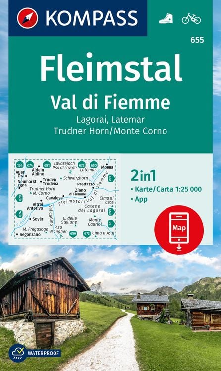 Produktbild: KOMPASS Wanderkarte 655 Fleimstal / Val di Fiemme, Lagorai, Latemar, Trudner Horn, Monte Corno 1:25.000