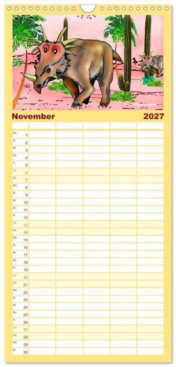 Produktbild: Familienplaner 2027 - Die Welt der Dinos mit 5 Spalten (Wandkalender, 21 x 45 cm) CALVENDO