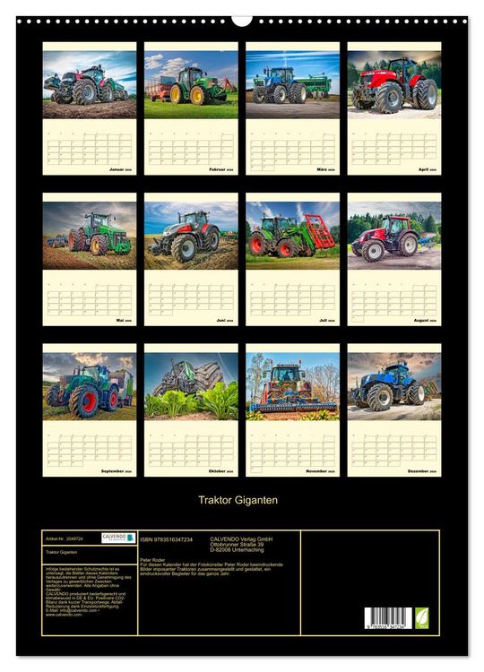 Produktbild: Traktor Giganten (Wandkalender 2026 DIN A2 hoch), CALVENDO Monatskalender