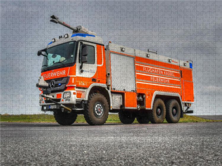 Produktbild: CALVENDO Puzzle Rosenbauer FLF 9700 / 250 MB Actros 3360 - Airport Kassel | 1000 Teile Lege-Gr&ouml;&szlig;e 64x48cm Foto-Puzzle f&uuml;r gl&uuml;ckliche Stunden