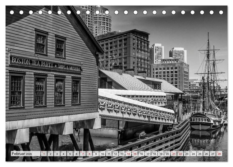 Produktbild: BOSTON Monochrome Stadtansichten (Tischkalender 2026 DIN A5 quer), CALVENDO Monatskalender