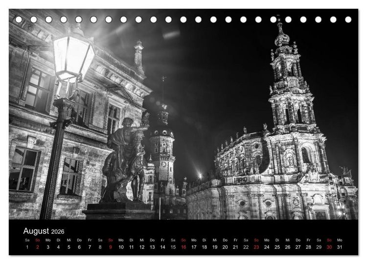 Produktbild: Dresden - Elbflorenz bei Nacht (Tischkalender 2026 DIN A5 quer), CALVENDO Monatskalender