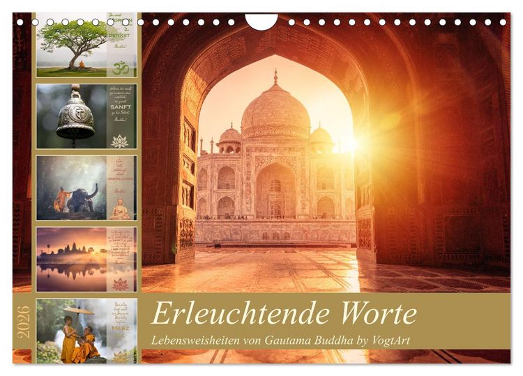 Produktbild: Erleuchtende Worte, Lebensweisheiten von Gautama Buddha by VogtArt (Wandkalender 2026 DIN A4 quer), CALVENDO Monatskalender