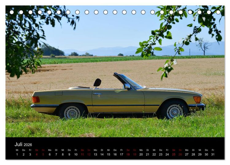 Produktbild: Mercedes SL W107 - zeitlose Eleganz (Tischkalender 2026 DIN A5 quer), CALVENDO Monatskalender