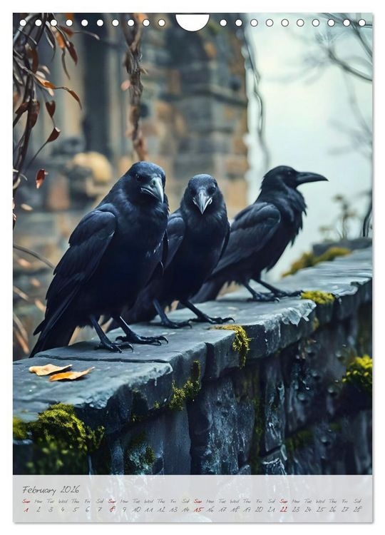 Produktbild: Nocturnal wings - A mystic raven companion for the year (Wall Calendar 2026 DIN A4 portrait), CALVENDO 12 Month Wall Calendar