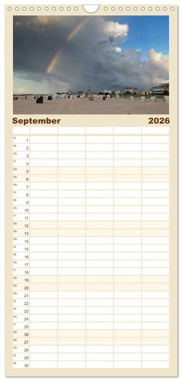 Produktbild: Familienplaner 2026 - Ostseebad Warnem&uuml;nde mit 5 Spalten (Wandkalender, 21 x 45 cm) CALVENDO