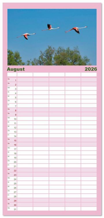 Produktbild: Familienplaner 2026 - The Power Of Pink mit 5 Spalten (Wandkalender, 21 x 45 cm) CALVENDO