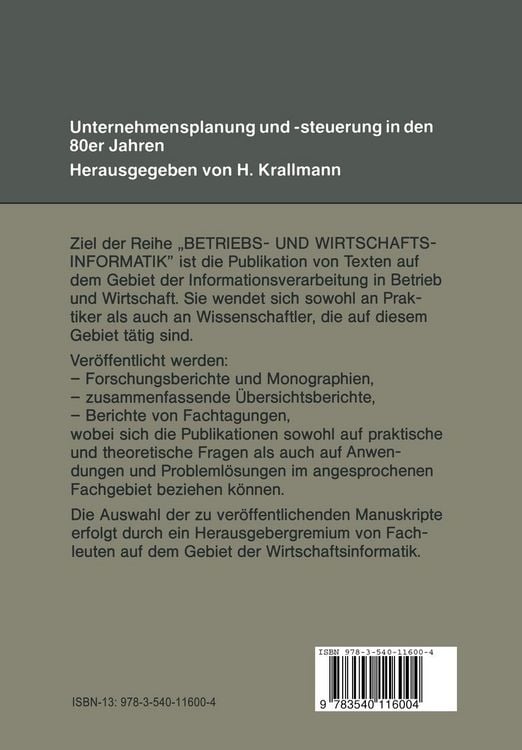 Produktbild: Unternehmensplanung und -steuerung in den 80er Jahren