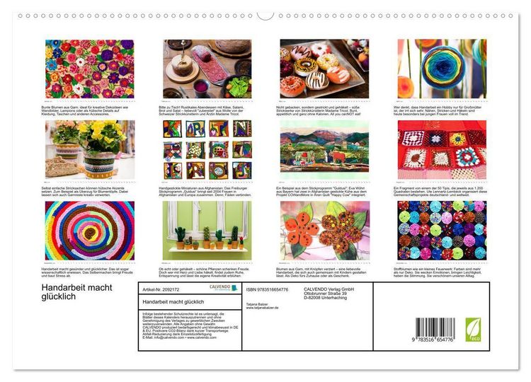 Produktbild: Handarbeit macht gl&uuml;cklich (hochwertiger Premium Wandkalender 2026 DIN A2 quer), Kunstdruck in Hochglanz