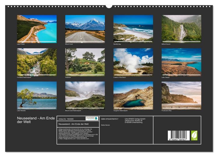 Produktbild: Neuseeland - Am Ende der Welt (hochwertiger Premium Wandkalender 2026 DIN A2 quer), Kunstdruck in Hochglanz