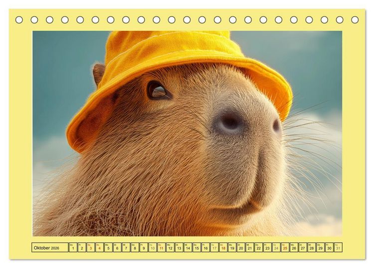 Produktbild: Capybaras on Tour. Wasserschweine als Weltenbummler (Tischkalender 2026 DIN A5 quer), CALVENDO Monatskalender
