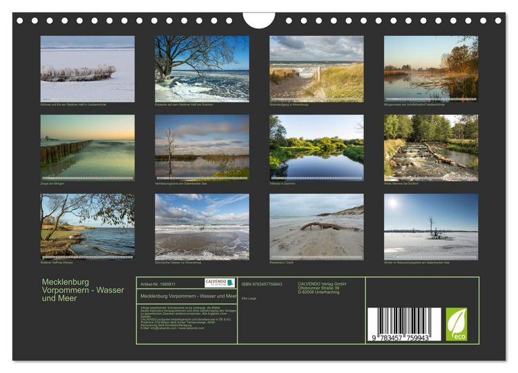 Produktbild: Mecklenburg Vorpommern - Wasser und Meer (Wandkalender 2026 DIN A4 quer), CALVENDO Monatskalender