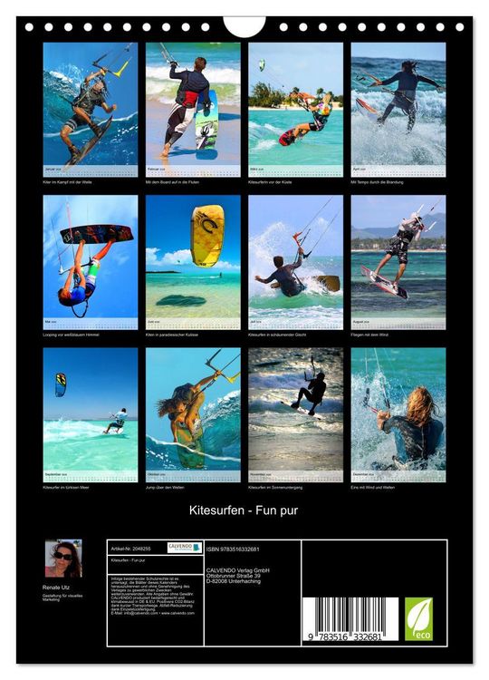 Produktbild: Kitesurfen - Fun pur (Wandkalender 2026 DIN A4 hoch), CALVENDO Monatskalender
