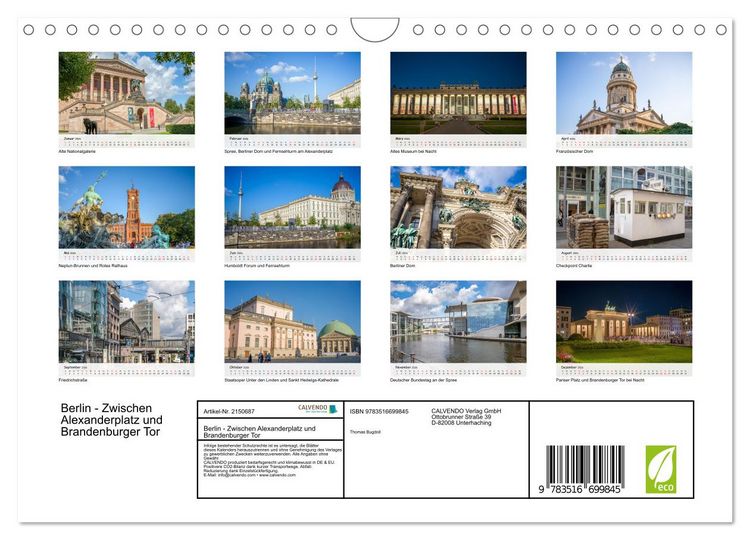 Produktbild: Berlin - Zwischen Alexanderplatz und Brandenburger Tor (Wandkalender 2026 DIN A4 quer), CALVENDO Monatskalender