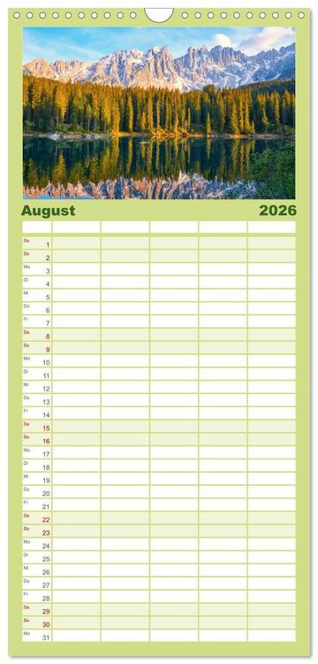 Produktbild: Familienplaner 2026 - Dolomiten - Die wundersch&ouml;nen S&uuml;dalpen in Italien. mit 5 Spalten (Wandkalender, 21 x 45 cm) CALVENDO