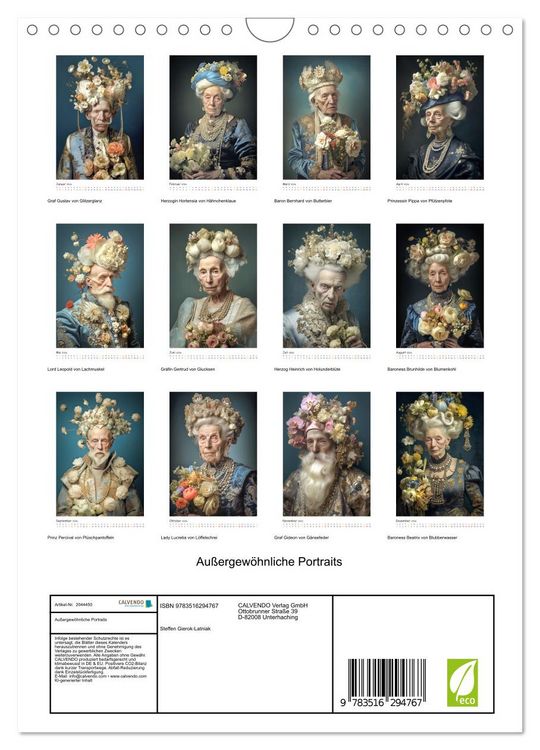Produktbild: Au&szlig;ergew&ouml;hnliche Portraits (Wandkalender 2026 DIN A4 hoch), CALVENDO Monatskalender