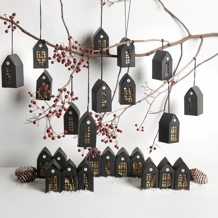 Produktbild: Adventskalender Papph&auml;user,24 Stk., 9x4,5x4,5cm, MIX